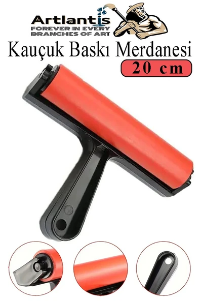 Kauçuk Baskı Merdanesi 20 cm 1 Adet Plastik Linol Baskı Merdanesi Silindir Rulo Merdane Vinil Baskı Yapıştırma ürün görseli 1