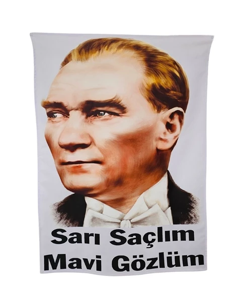 Sarı Saçlım Mavi Gözlüm Yazılı Atatürk Posteri ürün görseli 1
