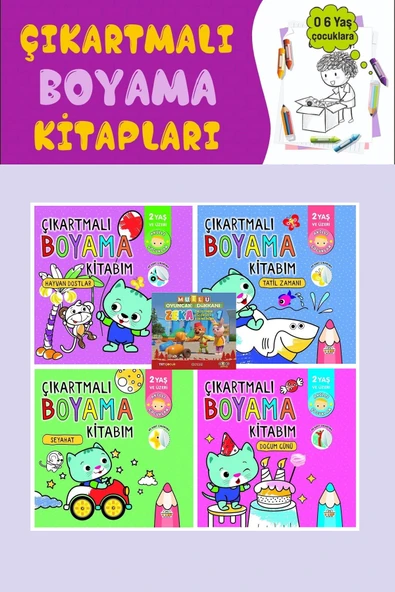 2 Yaş ve Üzeri Çıkartmalı Boyama Kitabım Seti (4 Kitap) ürün görseli 1
