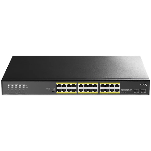 Cudy GS1028PS2 24 Port 10/100/1000Mbps 2SFP VLAN&Extend 300W 19" Rock-Mount POE+ Ethernet Switch ürün görseli 1