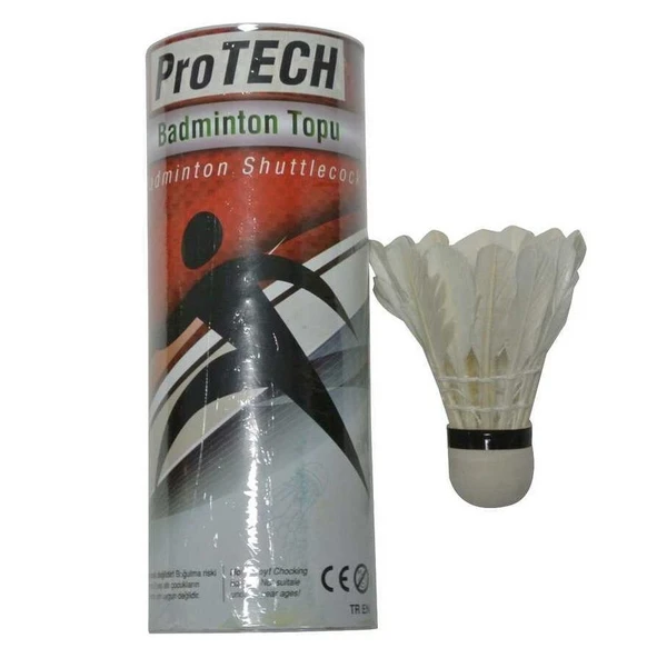 Protech Silindir Kutuda Kaz Tüyü 4'lü Beyaz Badminton Topu ürün görseli 1