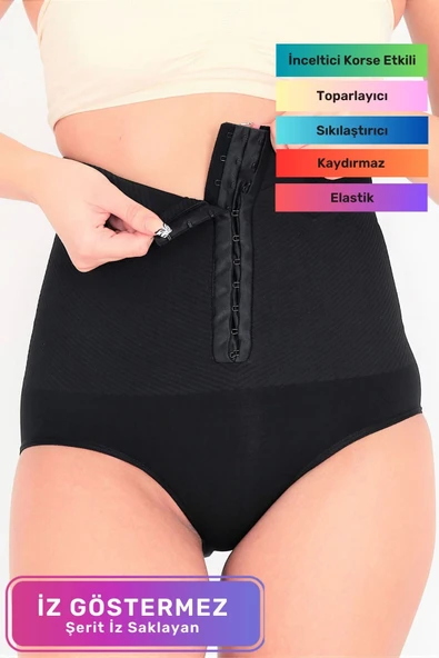 Premium Toparlayıcı Sıkılaştırıcı Vücut Şekillendirici Kaymaz Ağraflı Yüksek Bel Slip Korse ürün görseli 1