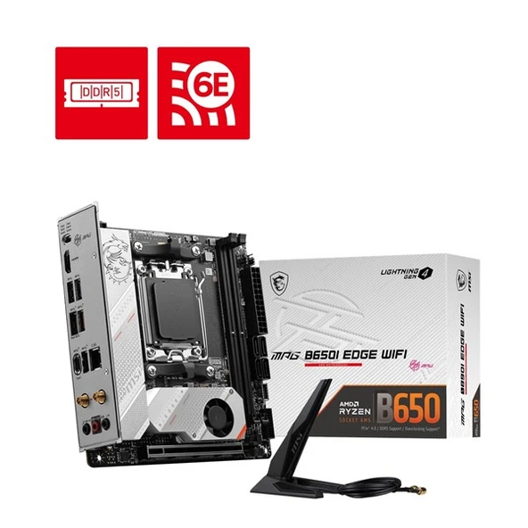 MSI MPG B650I EDGE WIFI-6E DDR5 HDMI-DP PCIE 4.0 AM5 mITX ürün görseli 1
