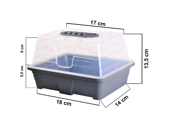Omnipazar SO-FYT1 Fide Yetiştirme Fanusu Takımı 1.4 Litre 18 cm No 1 Antrasit - Resim 2