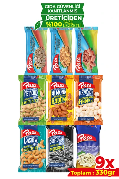 Paşa Kuruyemiş Lezzeti Keşfet 330 gr - 9 Paket (1. KALİTE) ürün görseli 1