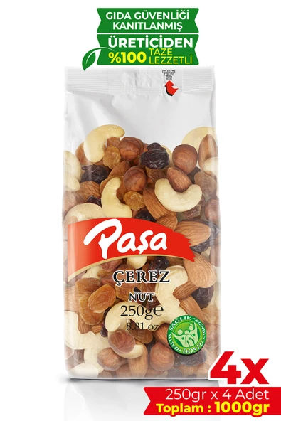 Paşa Kuruyemiş Çiğ Karışık Kuruyemiş 250 gr x 4 Adet (1 kg) ürün görseli 1