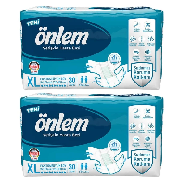 Önlem Tekstil Yüzeyli Belbantlı Ekstra Büyük Boy XL 30'lu 2 Adet Hasta Bezi ürün görseli 1