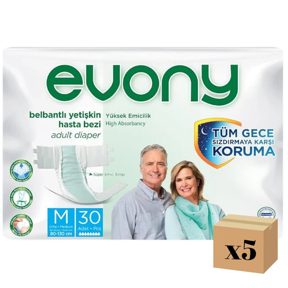 Evony Belbantlı Orta Boy M 30'lu 5 Adet Hasta Bezi ürün görseli 1