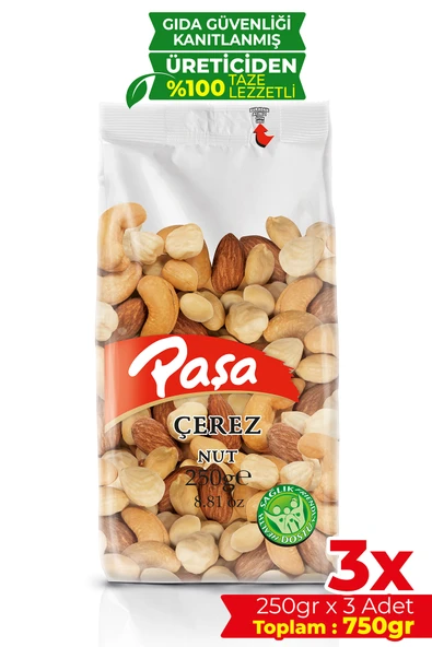 Paşa Kuruyemiş Kavrulmuş Karışık Kuruyemiş 250 gr x 3 Adet (750 gr) ürün görseli 1