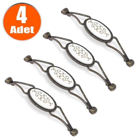 Seçil Eskitme Antik Metal (128 mm-12.8 cm) (4 ADET) Mobilya Mutfak Dolabı Dolap Kulpu Kulbu Kulpları ürün görseli 1