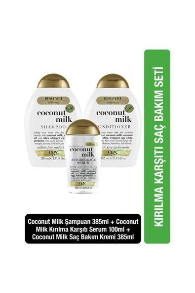 OGX Besleyici Coconut Milk Sülfatsız Şampuan Ve Sülfatsız Bakım Kremi 385ml Serum 100ml ürün görseli 1
