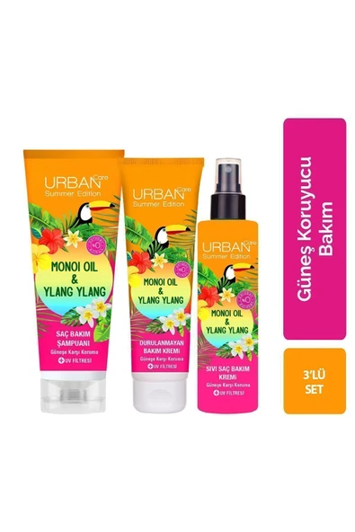 URBAN CARE Summer-Monoi Yağı & Ylang Ylang Güneş Koruyucu Saç Bakım Seti-Vegan-UV Koruma ürün görseli 1