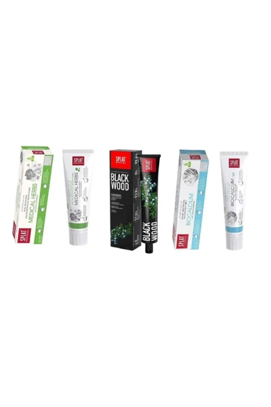 SPLAT Medıcal Herbs 100 Ml + Blackwood 75 Ml + Bıocalcıum 100 Ml Diş Macunu ürün görseli 1