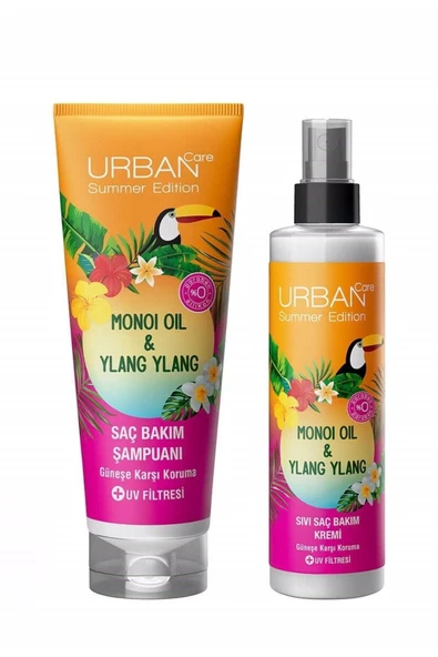 URBAN CARE Summer Edition Monoi Oil Ylang Ylang Saç Bakım Şampuanı Ve Sıvı Saç Bakım Kremi Set ürün görseli 1