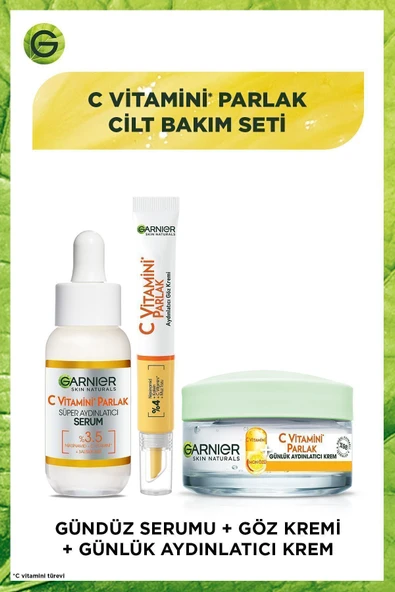 GARNİER C Vitamin Serum(Niasinamid+Salisilik Asit)+Göz Kremi(Niasinamid+Kafein+Aydınlatıcı Nemlendirici Krem ürün görseli 1