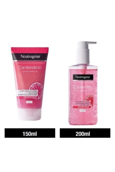 NEUTROGENA Visibly Clear Pembe Peeling Jel 150 Ml + Canlandırıcı Yüz Temizleme Jeli 200 Ml ürün görseli 1