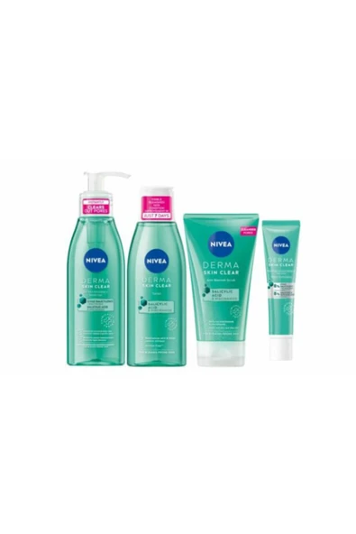 NIVEA Derma Skin Clear Night Exfoliator-sivilceli Ciltler Cilt Bakım Seti 4 lü ürün ürün görseli 1