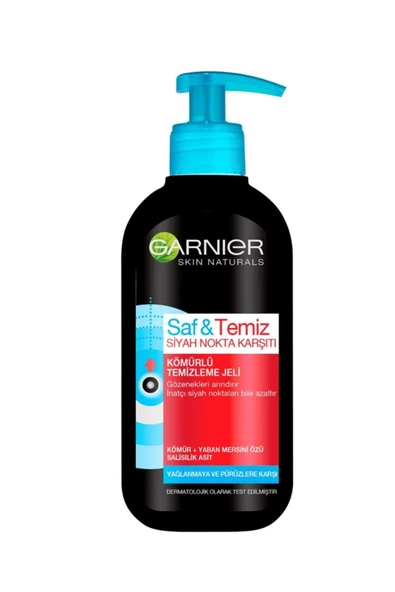 GARNİER Saf & Temiz Siyah Nokta Karşıtı Kömürlü Temizleme Jeli 200 ml 3600542082228 ürün görseli 1