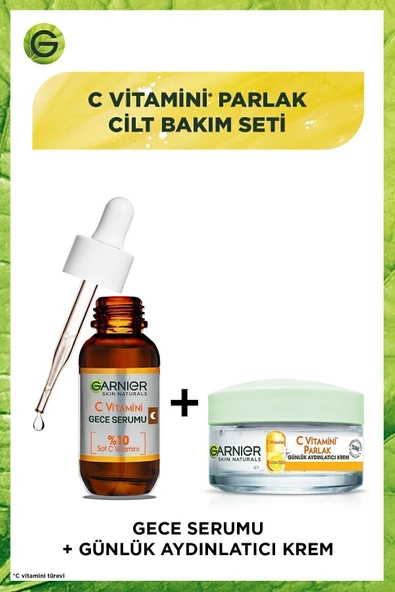 GARNİER C Vitamin Gece Serum 10% C Vitaminli (Niasinamid + Salisilik Asit) + C Vitamin Nemlendirici Krem ürün görseli 1