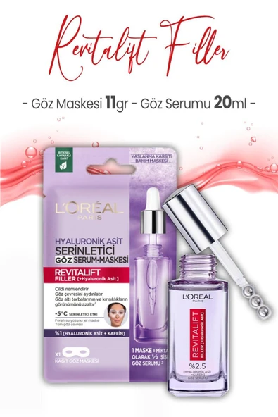L'OREAL PARİS Loreal Paris Revitalift Filler Göz Serumu 20 ml ve Göz Serum Maskesi 11 gr ürün görseli 1