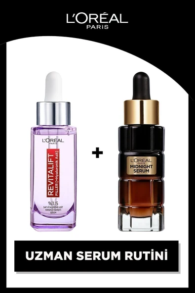 L'OREAL PARİS Revitalift Filler %1.5 Saf Hyaluronik Asit Kırışıklık Karşıtı Serum & Midnight Serum ürün görseli 1