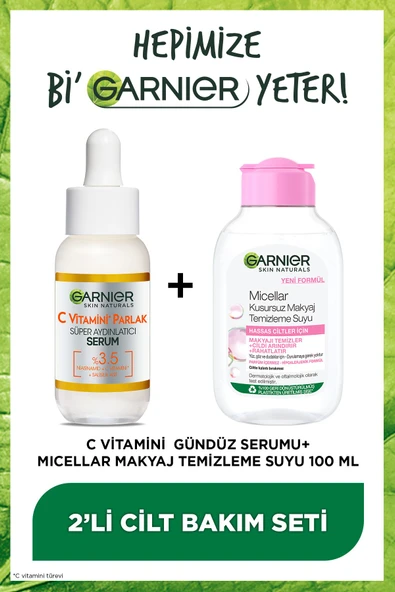 GARNİER 100ml Micellar Makyaj Temizleme Suyu + C Vitamini Süper Aydınlatıcı Serum ürün görseli 1