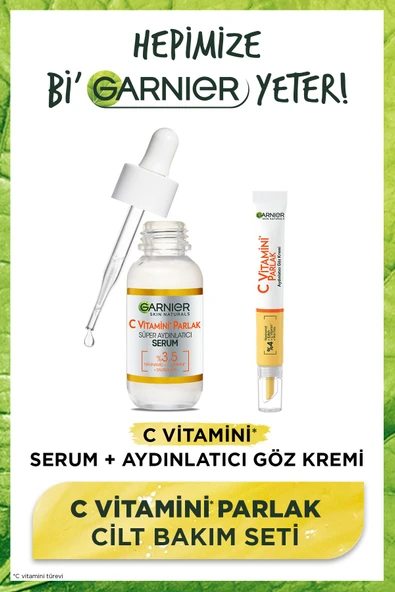 GARNİER C Vitamini Aydınlatıcı Göz Kremi (Niasinamid + Kafein)+C Vitamin Serum (Niasinamid + Salisilik Asit) ürün görseli 1