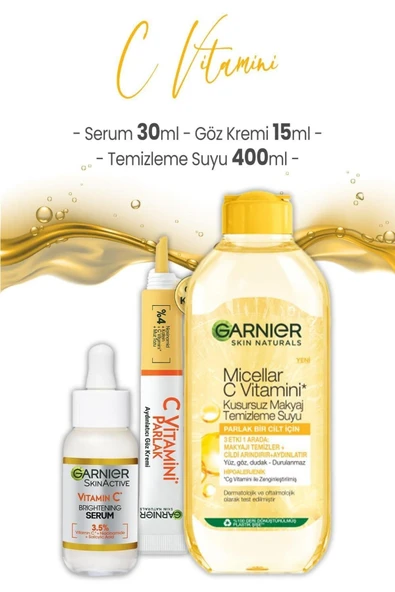 GARNİER C Vitamini Serum 30 ml, Göz Kremi 15 ml ve Temizleme Suyu 400 ml ürün görseli 1