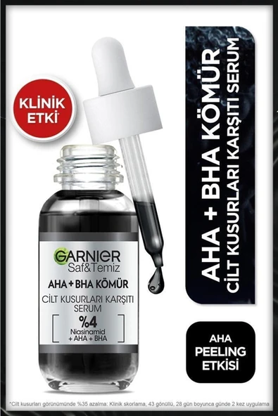 GARNİER Kömür Cilt Kusurları Karşıtı Siyah Serum %4 [niasinamid Peeling Etkili Aha Bha] 30ml. ürün görseli 1
