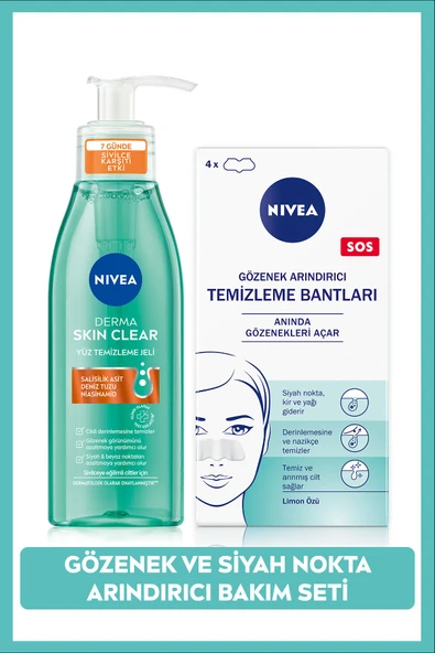 NIVEA Siyah Nokta Temizleyici Burun T-bant Ve Derma Skin Clear Sivilce Karşıtı Yüz Temizleme Jeli 150ml ürün görseli 1