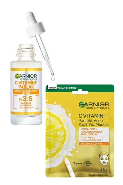 GARNİER C Vitamini Parlak Süper Aydınlatıcı Serum Ve Maske Seti ürün görseli 1