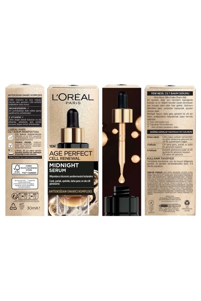 L'OREAL PARİS Loreal Midnight Gece Serum Cilt Yenileme Midnayt Cilt Görünümü Canlandırma Etkili 30ml X2 2adet ürün görseli 1