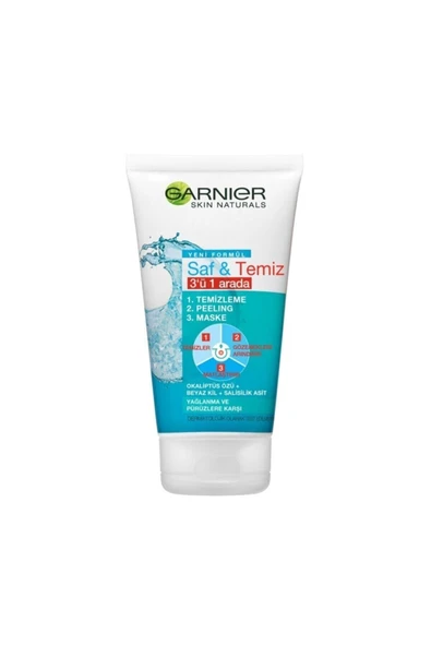 GARNİER Saf & Temiz 3'ü 1 Arada Temizleme Peeling Maske 150  ml ürün görseli 1