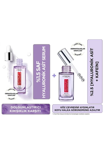 L'OREAL PARİS Revitalift Filler %1.5 Saf Hyaluronik Asit Kırışıklık Karşı Yüz Serum 30ml Göz Serumu 20ml 2'li Set ürün görseli 1