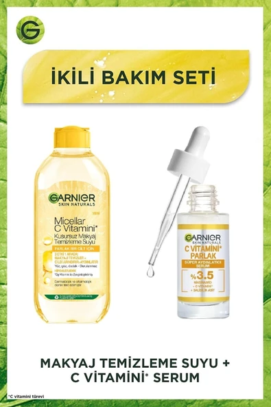 GARNİER C Vitamini Parlak Aydınlatıcı Serum 30ml + Micellar C Vitamini Temizleme Suyu 400ml ürün görseli 1