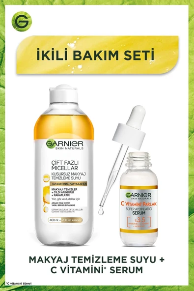 GARNİER C Vitamini Aydınlatıcı Serum 30 ml Ve Makyaj Temizleme Suyu 400 ml ürün görseli 1
