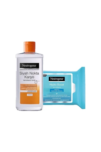 NEUTROGENA Hydro Boost Makyaj Temizleme Mendili 25' Li Ve Siyah Nokta Temizleyici Tonik 200 Ml ürün görseli 1