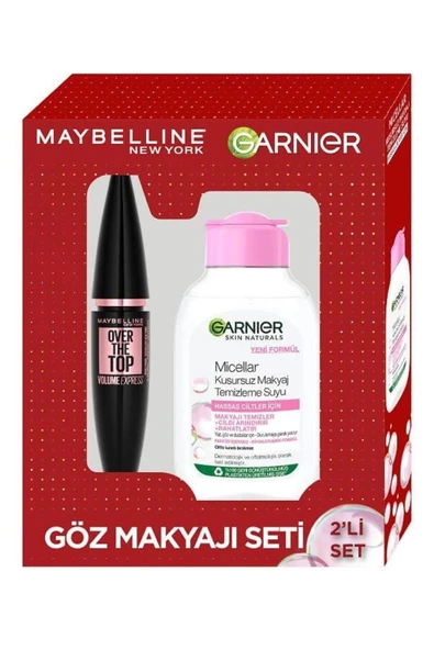MAYBELLİNE NEW YORK Over The Top Maskara Dipten Uca Etkili  Garnier Micellar Makyaj Temizleme Suyu 100 ml ürün görseli 1