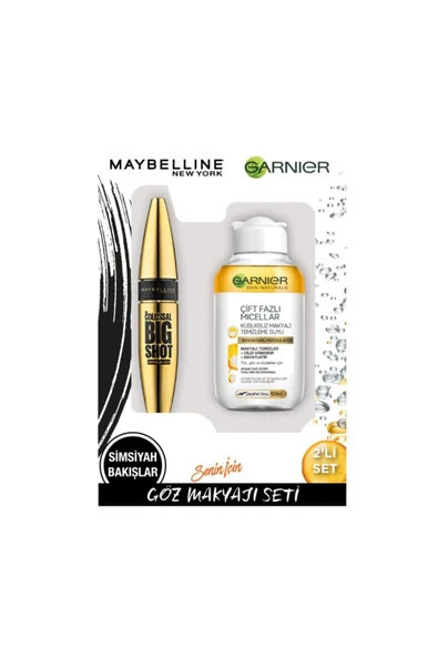 MAYBELLİNE NEW YORK Bigshot Black Maskara + Garnier Micellar 100ml Ikili Set ürün görseli 1