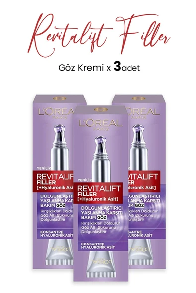L'OREAL PARİS Revitalift Filler Yaşlanma Karşıtı Göz Kremi 15 ml X 3 Adet ürün görseli 1