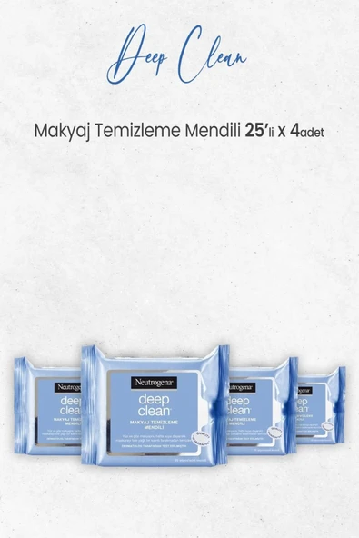 NEUTROGENA Deep Clean Makyaj Temizleme Mendili 25' Li X 4 Adet ürün görseli 1