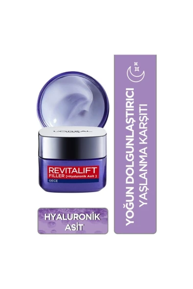 L'OREAL PARİS L'oréal Paris Revitalift Filler Yoğun Dolgunlaştırıcı Yaşlanma Karşıtı Gece Kremi 50ml - Hyaluronik ürün görseli 1