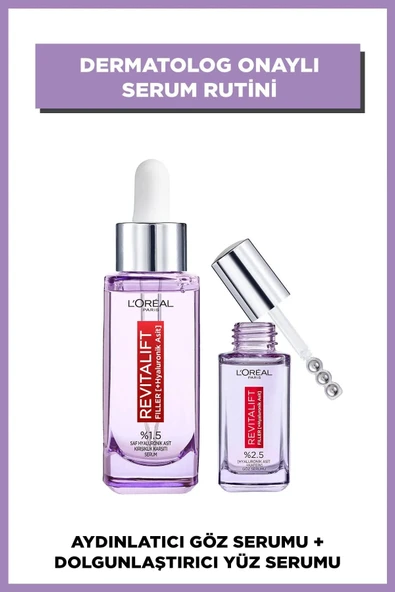 L'OREAL PARİS Revitalift Filler %1.5 Saf Hyaluronik Asit Kırışıklık Karşıtı Serum& Aydınlatıcı Göz Serumu ürün görseli 1