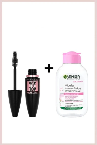 GARNİER Maybelline Volume Express Over The Top Siyah Maskara & Garnier Micellar Makyaj Temizleme Suyu 100 ürün görseli 1