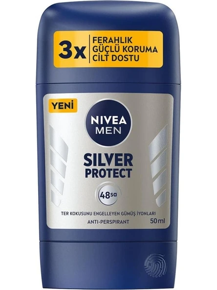 Nivea Men Erkek Stick Deodorant Silver Protect 50 ml Ter ve Ter Kokusna Karşı 48 Saat Anti-Perspirant ürün görseli 1