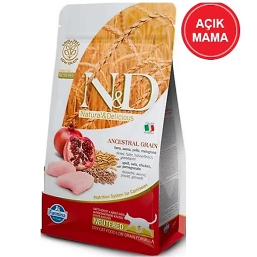 N&D Düşük Tahıllı Tavuklu ve Narlı Kısırlaştırılmış Açık Kedi Maması 2 Kg ürün görseli 1