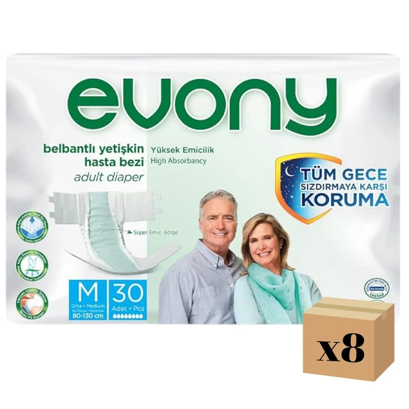 Evony Belbantlı Orta Boy M 30'lu 8 Adet Hasta Bezi ürün görseli 1