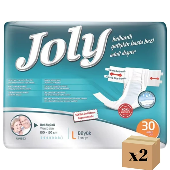 Joly Belbantlı Büyük Boy L 30'lu 2 Adet Hasta Bezi ürün görseli 1