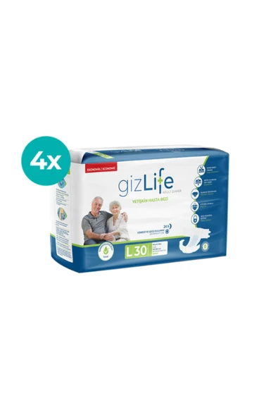 Gizlife Bel Bantlı Yetişkin Hasta Bezi Large 120 Adet ürün görseli 1