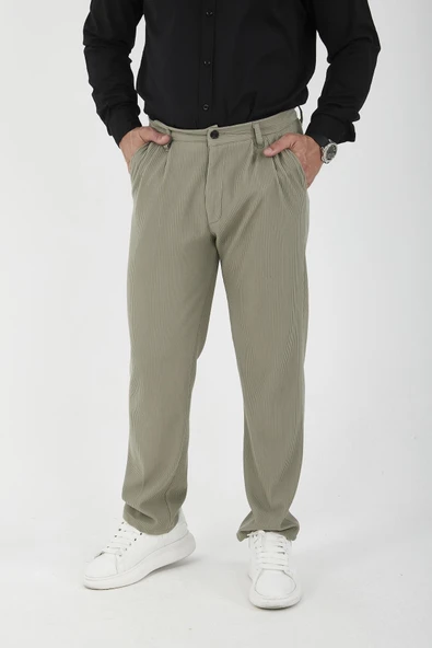 Fitilli Baggy Kalıp Erkek Pantolon - Haki ürün görseli 1